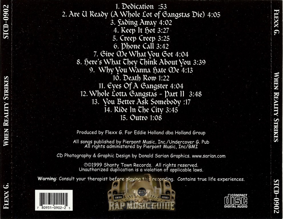 洋楽 Flexx G Flexx G. - When Reality Strikes: CD | Rap Music Guide